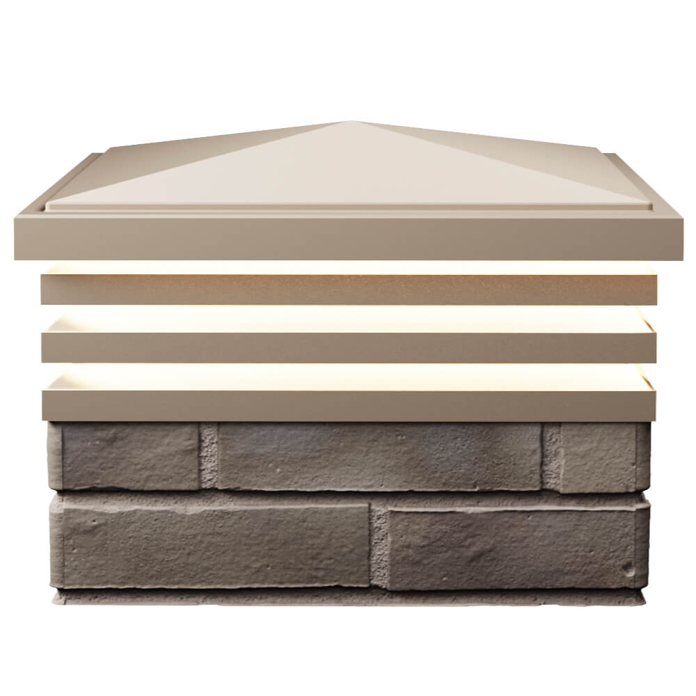 Колпак Zking Бона ХайТек Бежевый на столб 1.5х1.5 кирпича (385х385мм) с подсветкой в Уссурийске фото