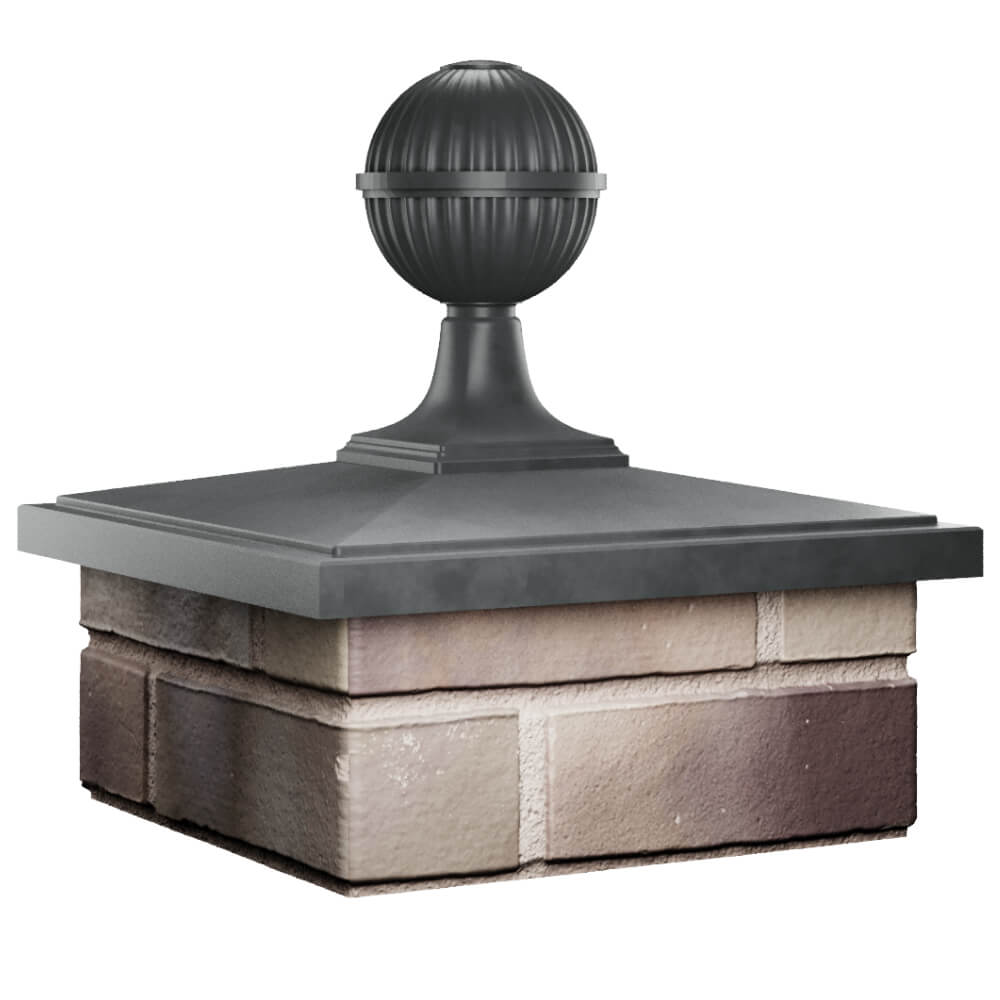 Колпак Zking БонаМоно Серый с шаром на столб 1.5х1.5 кирпича (385х385, 400х400мм) в сборе в Уссурийске фото