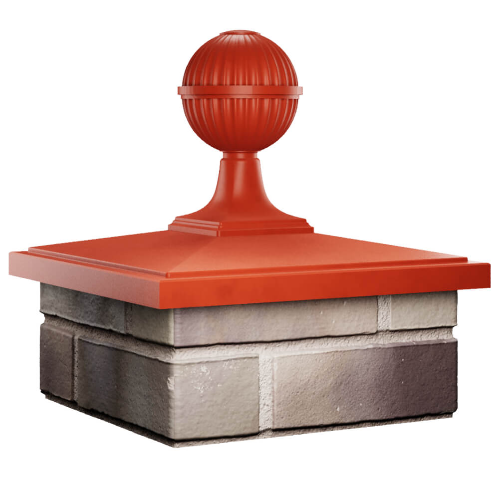 Колпак Zking БонаМоно Красный с шаром на столб 1.5х1.5 кирпича (385х385, 400х400мм) в сборе в Уссурийске фото