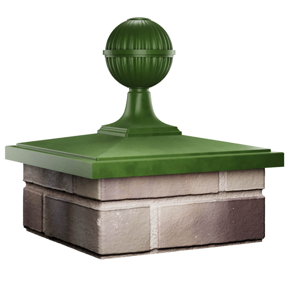Колпак Zking БонаМоно Зеленый с шаром на столб 1.5х1.5 кирпича (385х385, 400х400мм) в сборе в Уссурийске фото