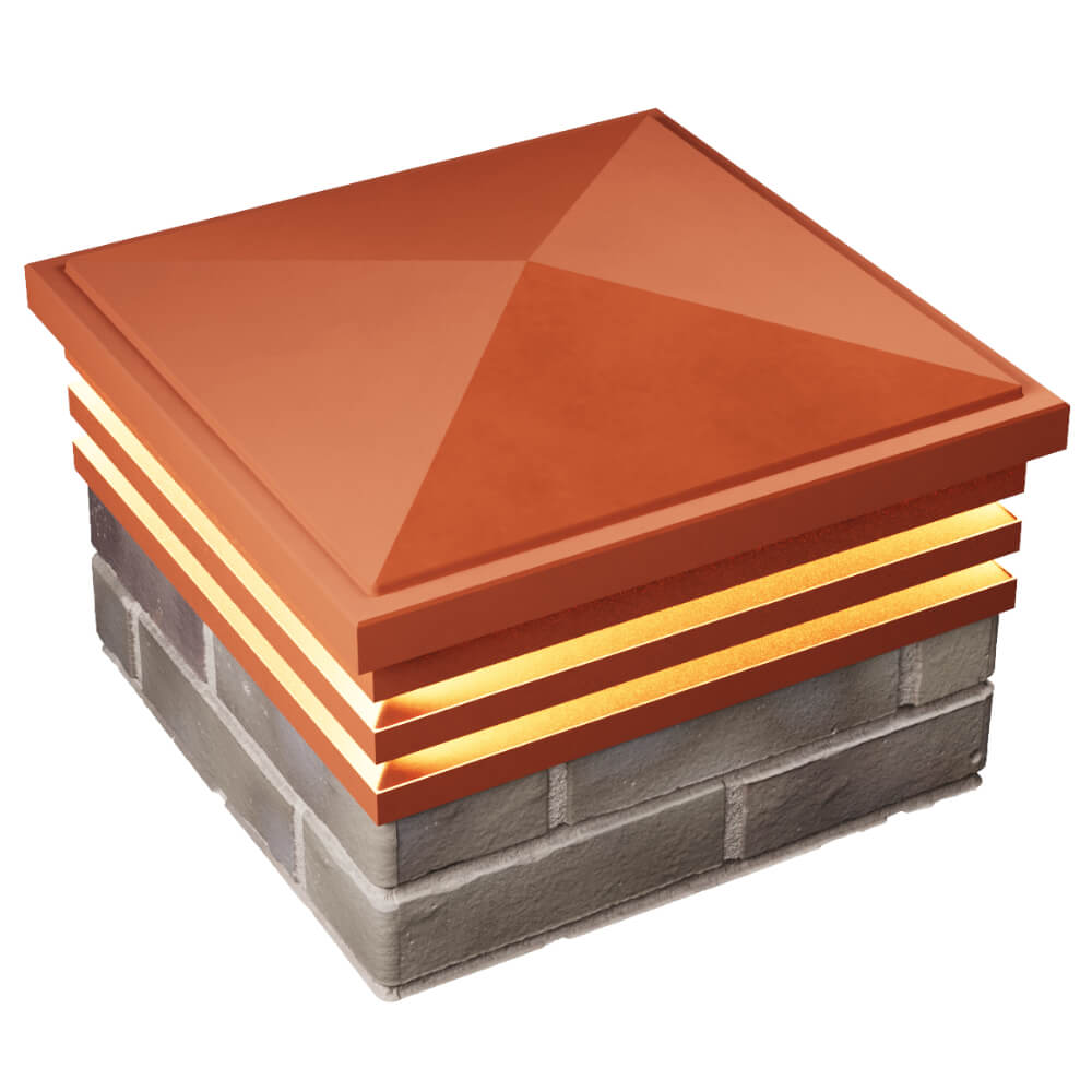 Колпак Zking Бона ХайТек Красный на столб 1.5х1.5 кирпича (385х385мм) с подсветкой в Уссурийске фото