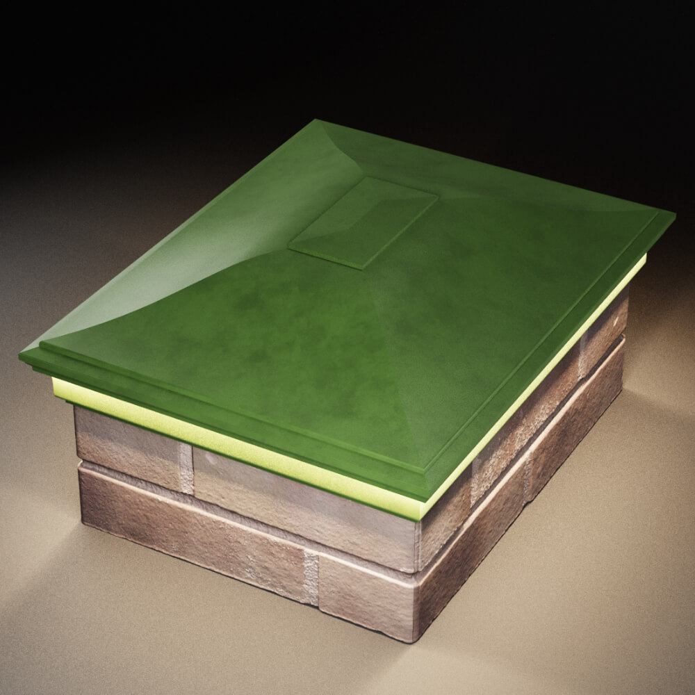 Колпак Zking Монблан Зеленый на столб 2х1.5 кирпича (515х385мм) c подсветкой в Уссурийске фото