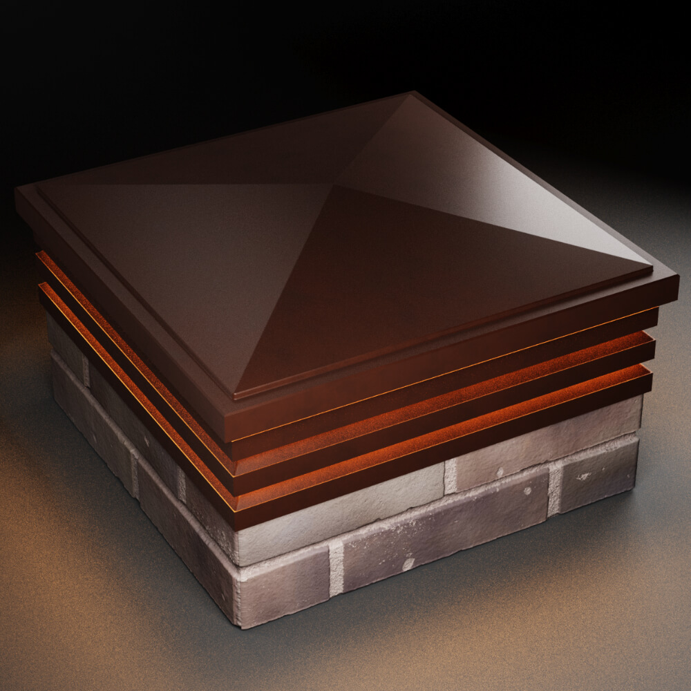 Колпак Zking Бона ХайТек Коричневый на столб 2х2 кирпича (513х513мм) с подсветкой в Уссурийске фото