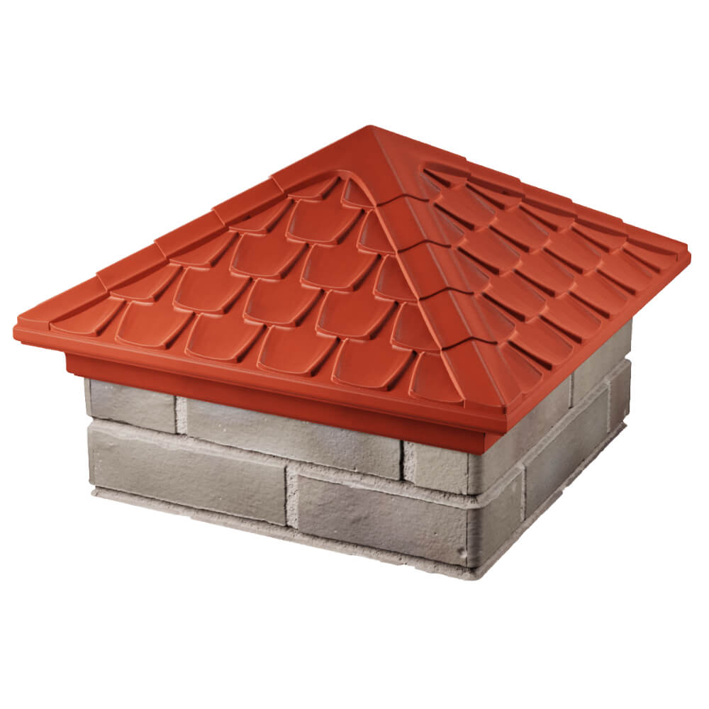 Колпак Zking Эльбрус Красный на столб 1.5х1.5 кирпича (385х385мм) в Уссурийске фото