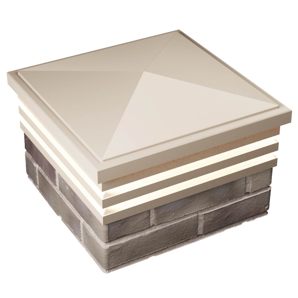 Колпак Zking Бона ХайТек Бежевый на столб 1.5х1.5 кирпича (385х385мм) с подсветкой в Уссурийске фото