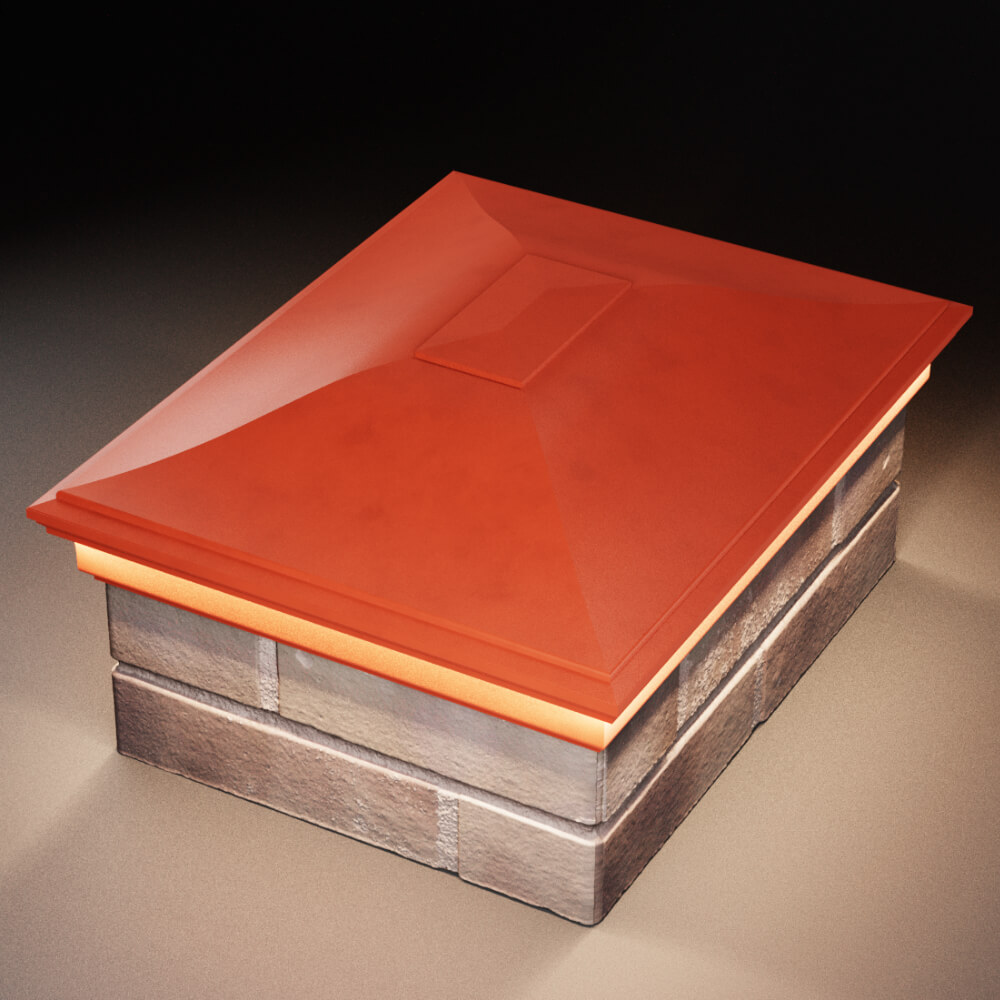 Колпак Zking Монблан Красный на столб 2х1.5 кирпича (515х385мм) c подсветкой в Уссурийске фото