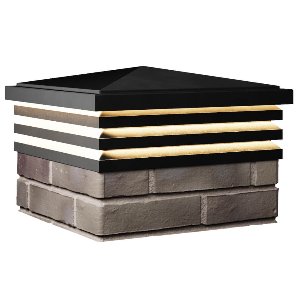 Колпак Zking Бона ХайТек Черный на столб 1.5х1.5 кирпича (385х385мм) с подсветкой в Уссурийске фото