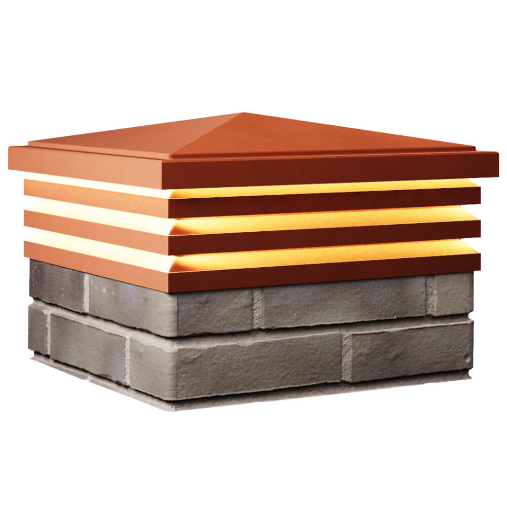 Колпак Zking Бона ХайТек Красный на столб 1.5х1.5 кирпича (385х385мм) с подсветкой в Уссурийске фото