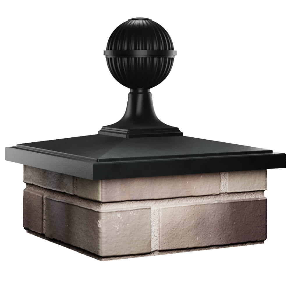 Колпак Zking БонаМоно Черный с шаром на столб 1.5х1.5 кирпича (385х385, 400х400мм) в сборе в Уссурийске фото