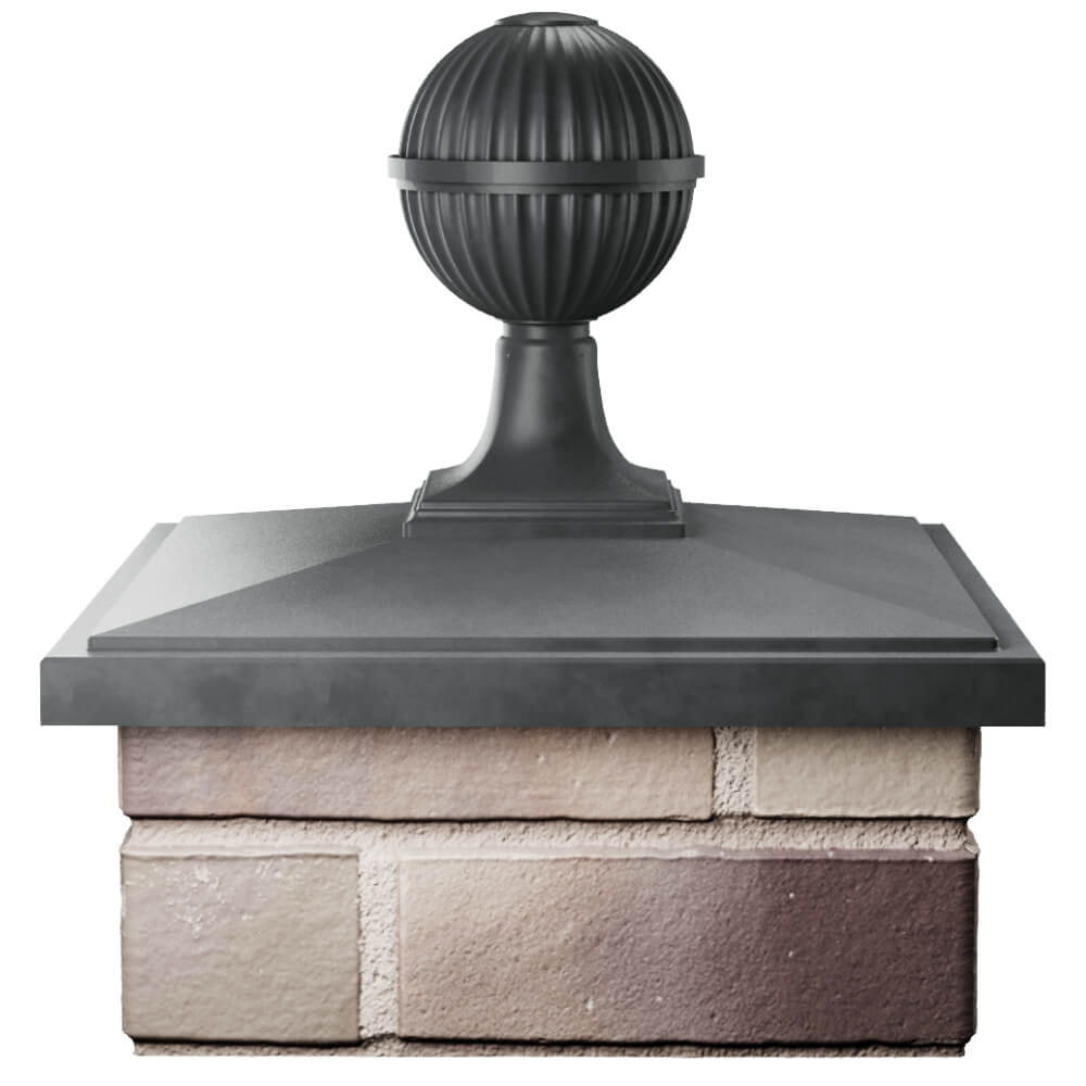 Колпак Zking БонаМоно Серый с шаром на столб 1.5х1.5 кирпича (385х385, 400х400мм) в сборе Уссурийск фото