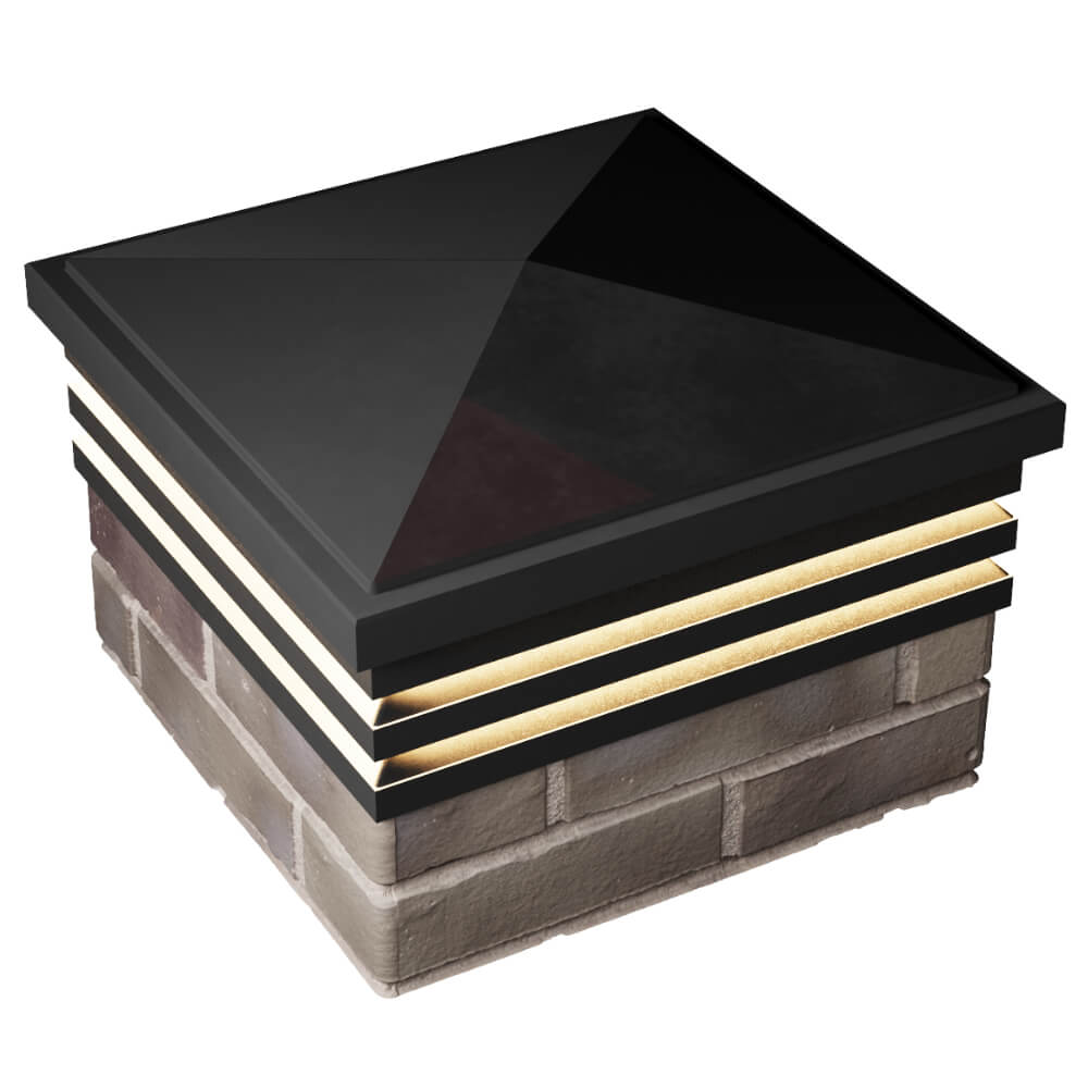 Колпак Zking Бона ХайТек Черный на столб 1.5х1.5 кирпича (385х385мм) с подсветкой в Уссурийске фото