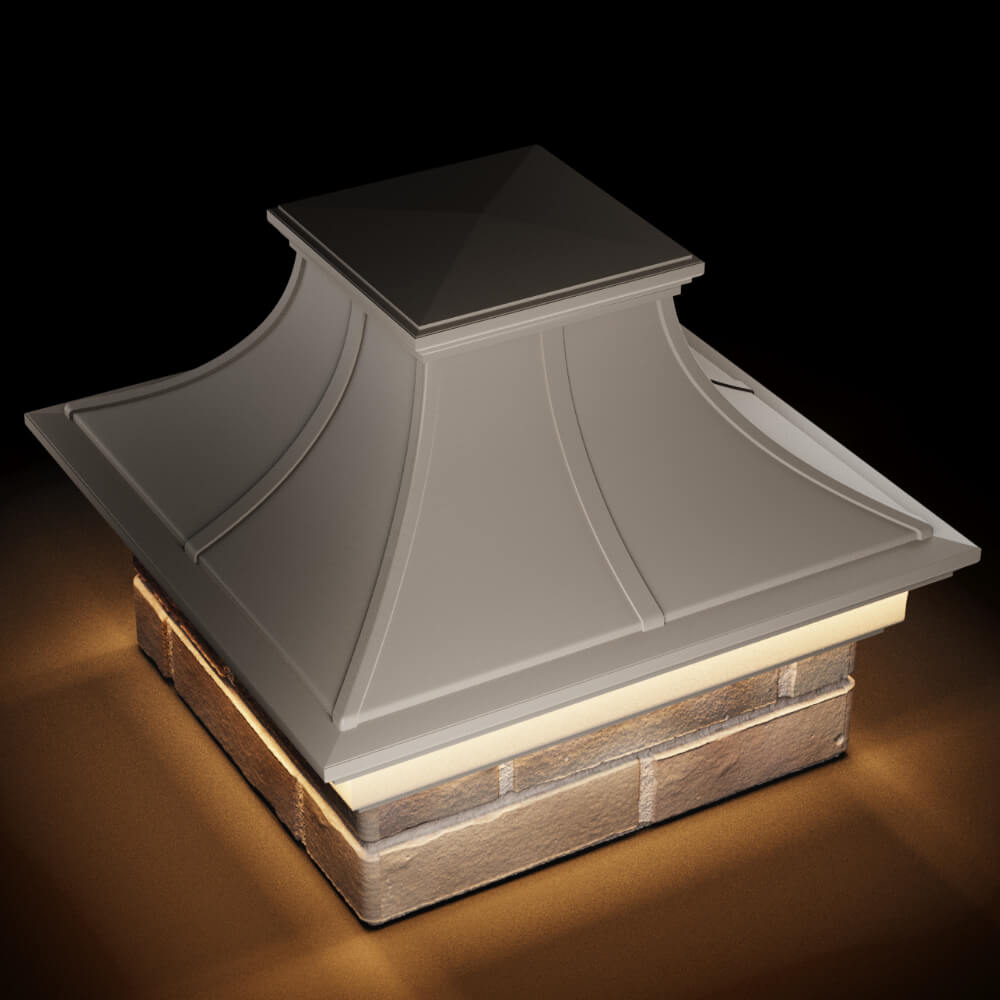 Колпак Zking Монблан Премиум Бежевый на столб 1.5х1.5 кирпича (385х385мм) с подсветкой в Уссурийске фото