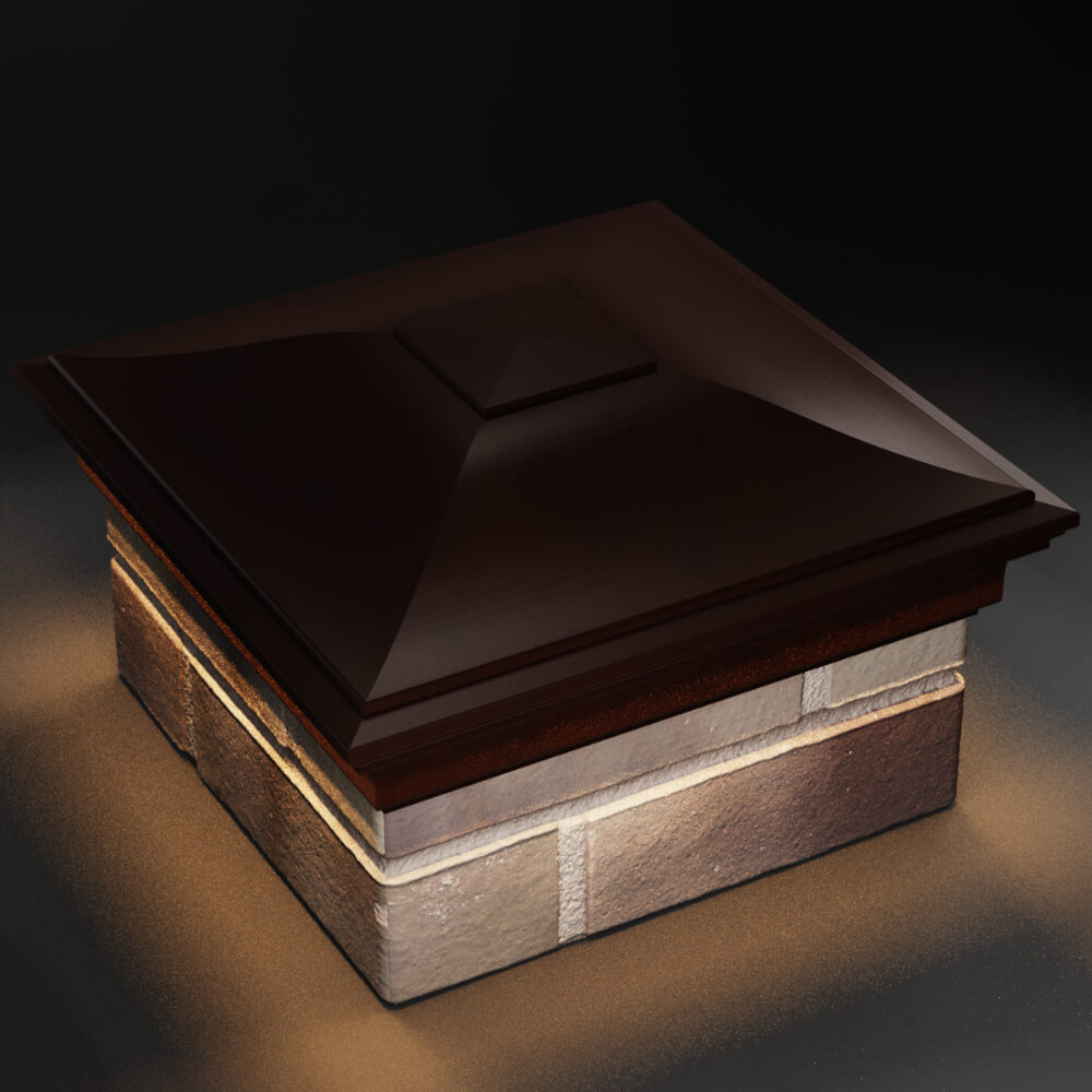 Колпак Zking Монблан Коричневый на столб 1.5х1.5 кирпича (385х385мм) с подсветкой в Уссурийске фото