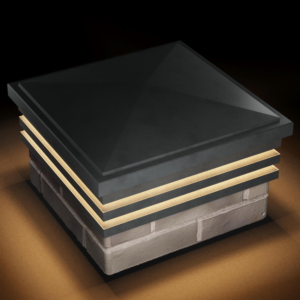 Колпак Zking Бона ХайТек Серый на столб 1.5х1.5 кирпича (385х385мм) с подсветкой в Уссурийске фото