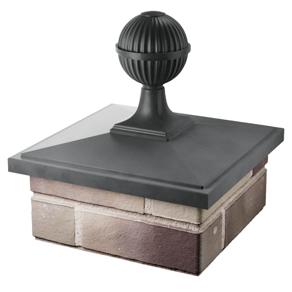 Колпак Zking БонаМоно Серый с шаром на столб 1.5х1.5 кирпича (385х385, 400х400мм) в сборе в Уссурийске фото