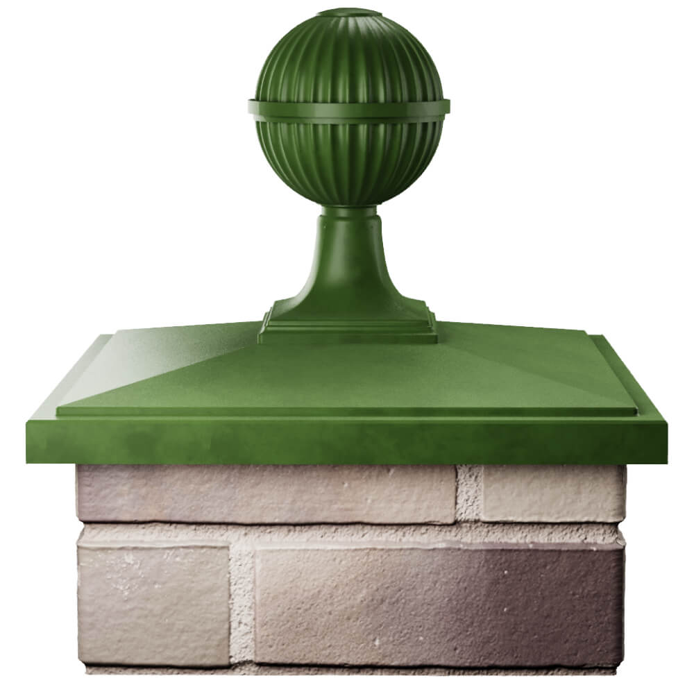 Колпак Zking БонаМоно Зеленый с шаром на столб 1.5х1.5 кирпича (385х385, 400х400мм) в сборе Уссурийск фото