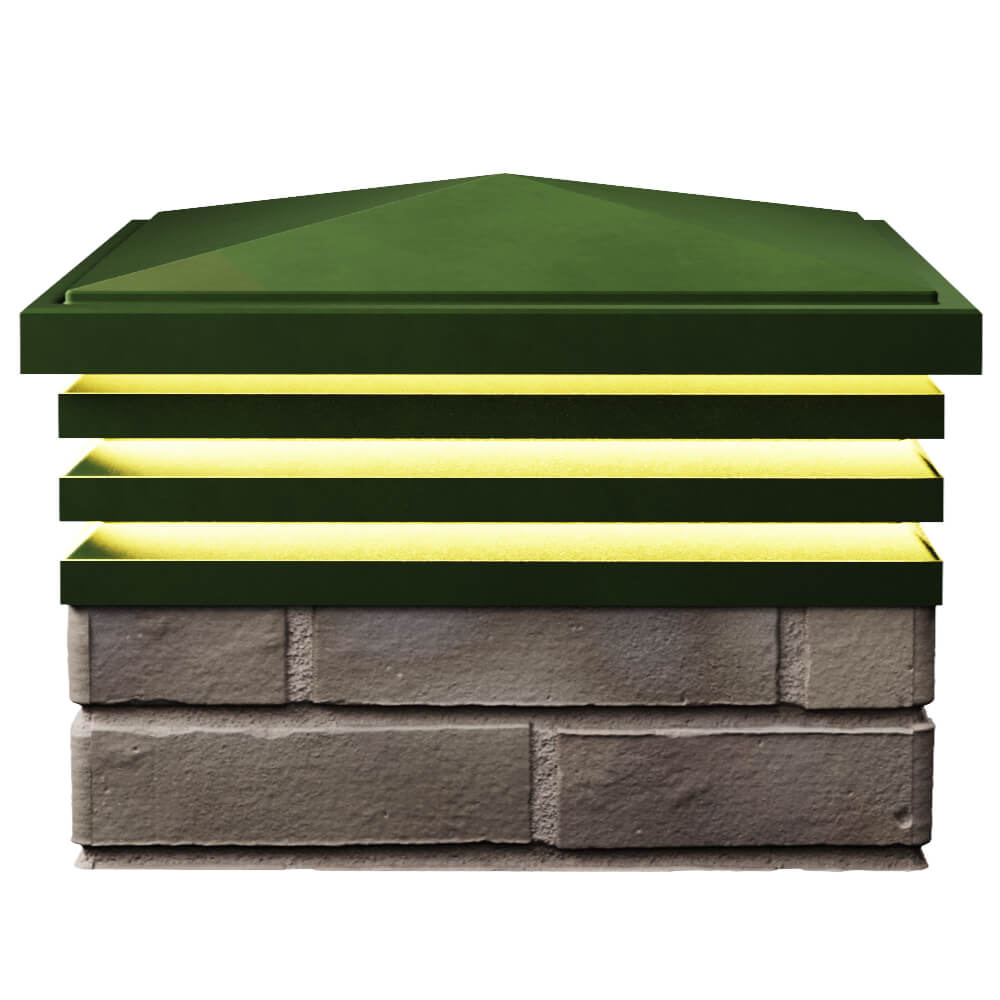 Колпак Zking Бона ХайТек Зеленый на столб 1.5х1.5 кирпича (385х385мм) с подсветкой в Уссурийске фото