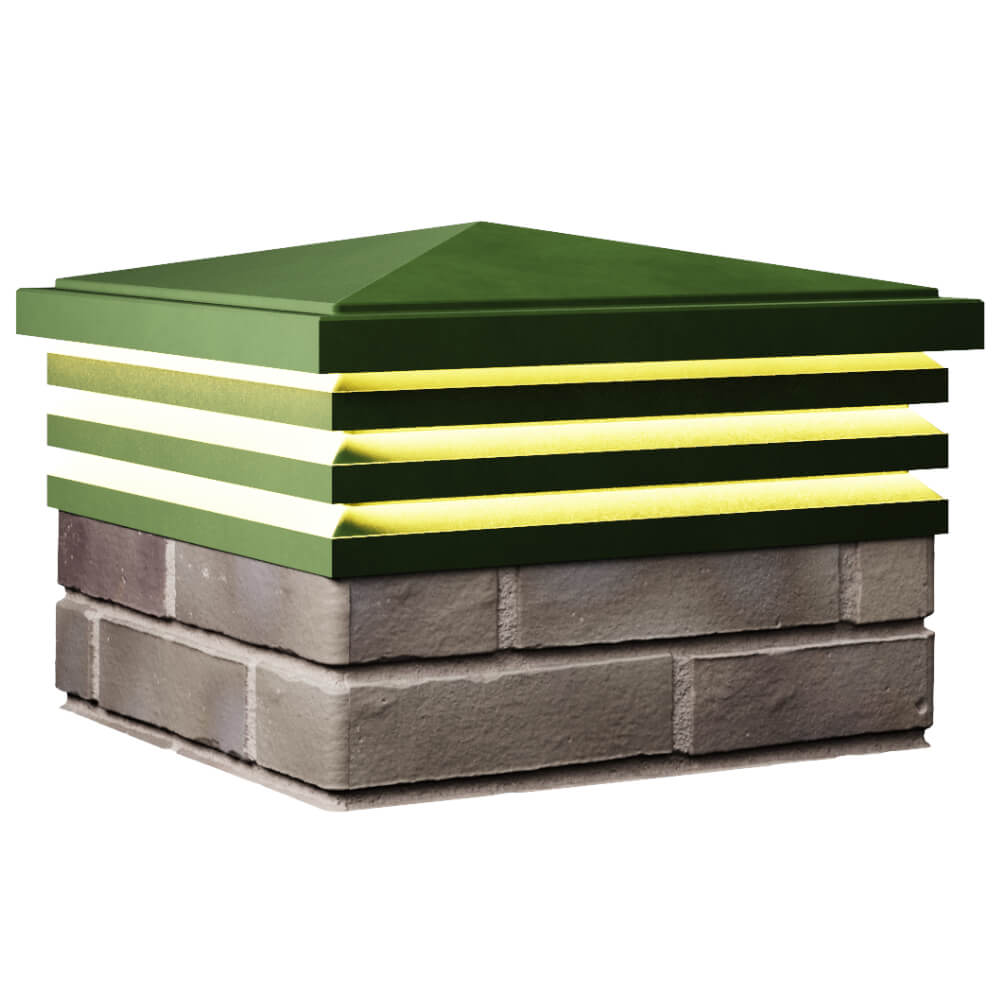 Колпак Zking Бона ХайТек Зеленый на столб 1.5х1.5 кирпича (385х385мм) с подсветкой в Уссурийске фото