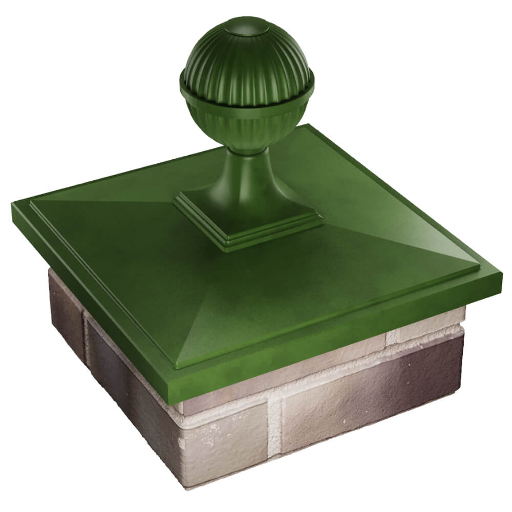 Колпак Zking БонаМоно Зеленый с шаром на столб 1.5х1.5 кирпича (385х385, 400х400мм) в сборе в Уссурийске фото