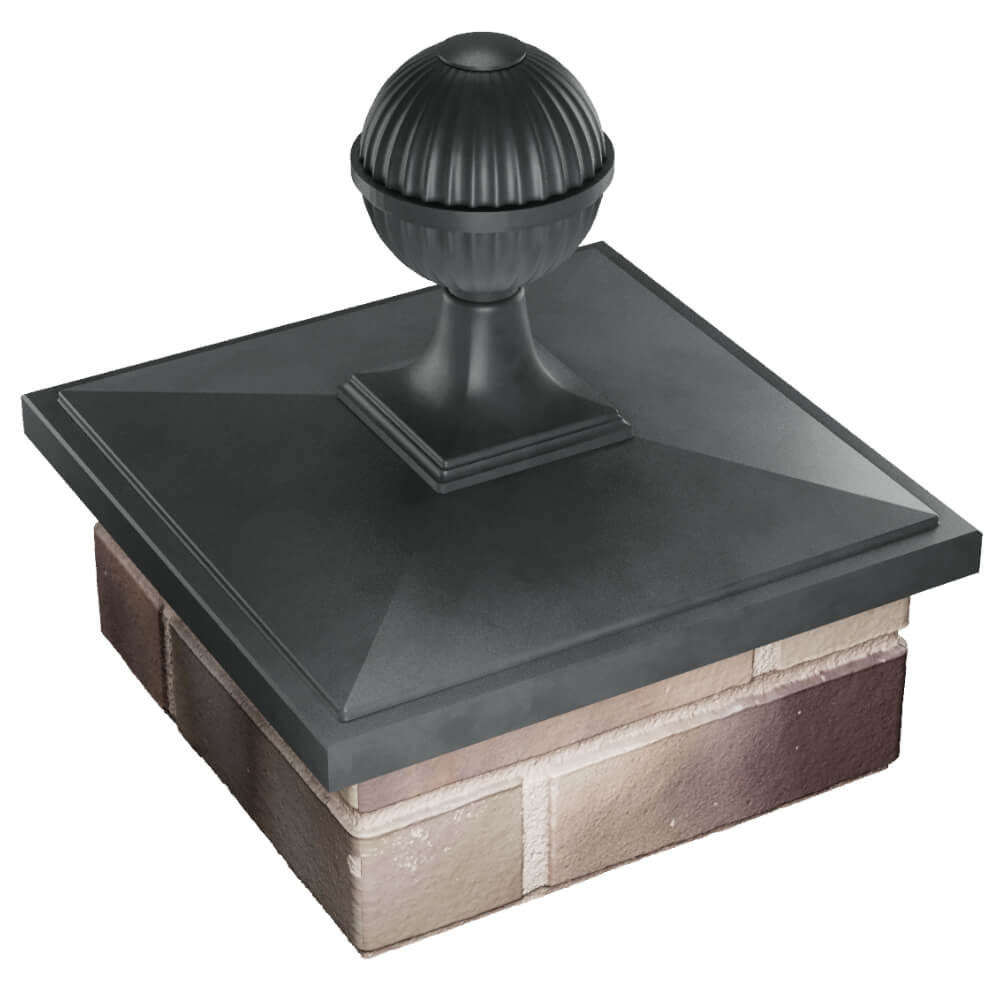Колпак Zking БонаМоно Серый с шаром на столб 1.5х1.5 кирпича (385х385, 400х400мм) в сборе в Уссурийске фото