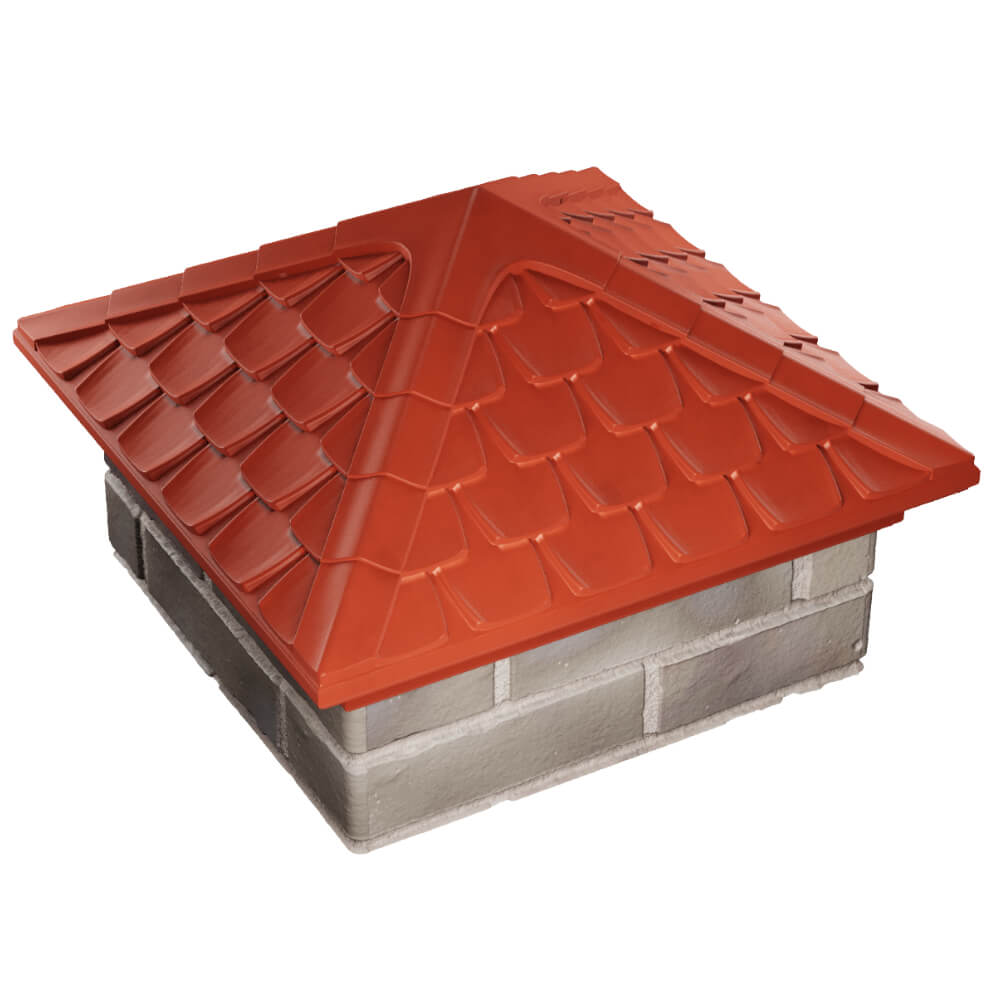 Колпак Zking Эльбрус Красный на столб 1.5х1.5 кирпича (385х385мм) в Уссурийске фото