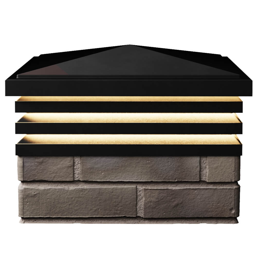 Колпак Zking Бона ХайТек Черный на столб 1.5х1.5 кирпича (385х385мм) с подсветкой в Уссурийске фото