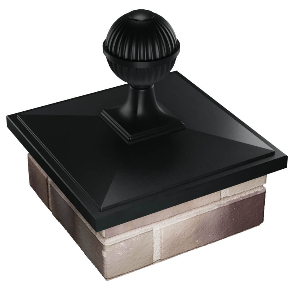 Колпак Zking БонаМоно Черный с шаром на столб 1.5х1.5 кирпича (385х385, 400х400мм) в сборе в Уссурийске фото