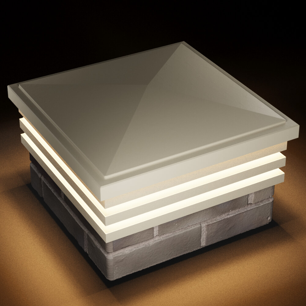 Колпак Zking Бона ХайТек Бежевый на столб 1.5х1.5 кирпича (385х385мм) с подсветкой в Уссурийске фото