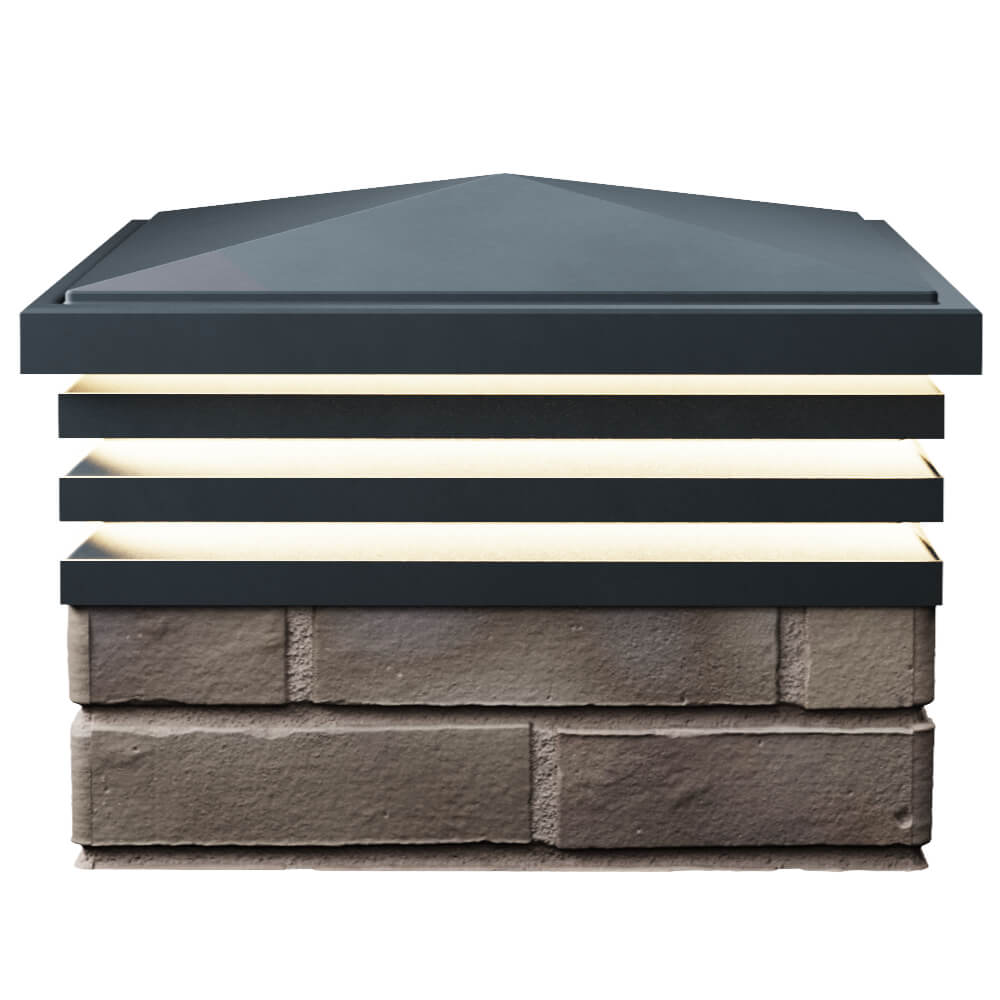 Колпак Zking Бона ХайТек Серый на столб 1.5х1.5 кирпича (385х385мм) с подсветкой в Уссурийске фото