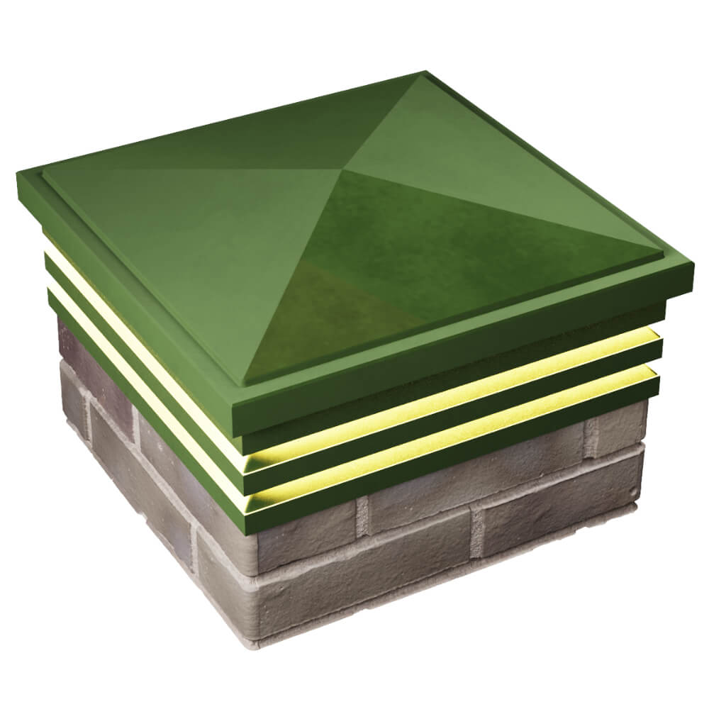 Колпак Zking Бона ХайТек Зеленый на столб 1.5х1.5 кирпича (385х385мм) с подсветкой в Уссурийске фото