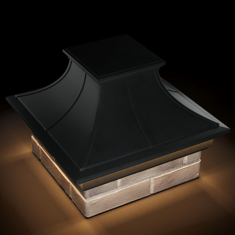 Колпак Zking Монблан Премиум Черный на столб 1.5х1.5 кирпича (385х385мм) с подсветкой в Уссурийске фото