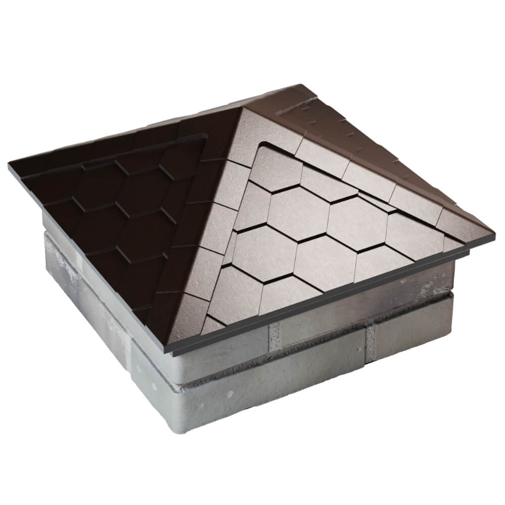 Колпак Zking Эверест Коричневый на столб 1.5х1.5 кирпича (390х390мм) в Уссурийске фото