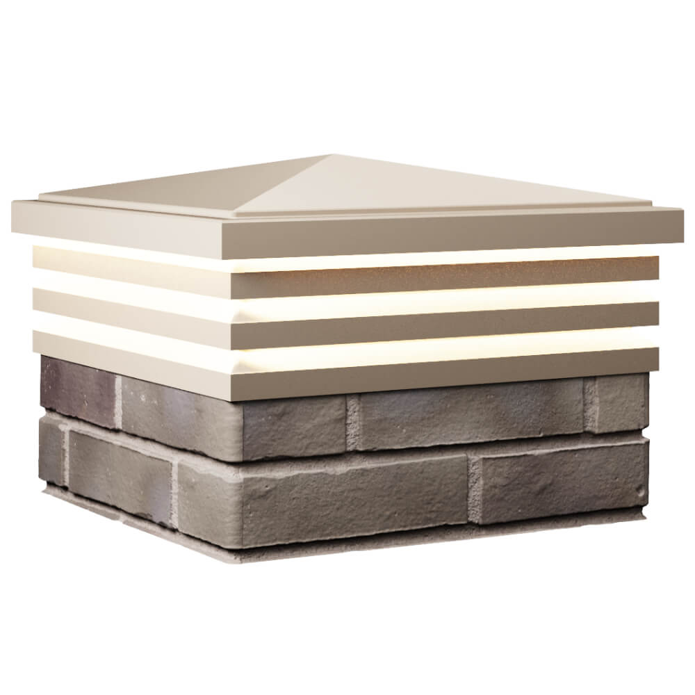 Колпак Zking Бона ХайТек Бежевый на столб 1.5х1.5 кирпича (385х385мм) с подсветкой в Уссурийске фото