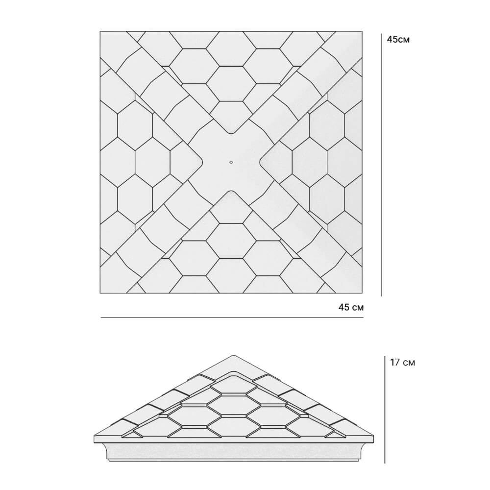 Колпак Zking Эверест Серый на столб 1.5х1.5 кирпича (390х390мм) в Уссурийске фото