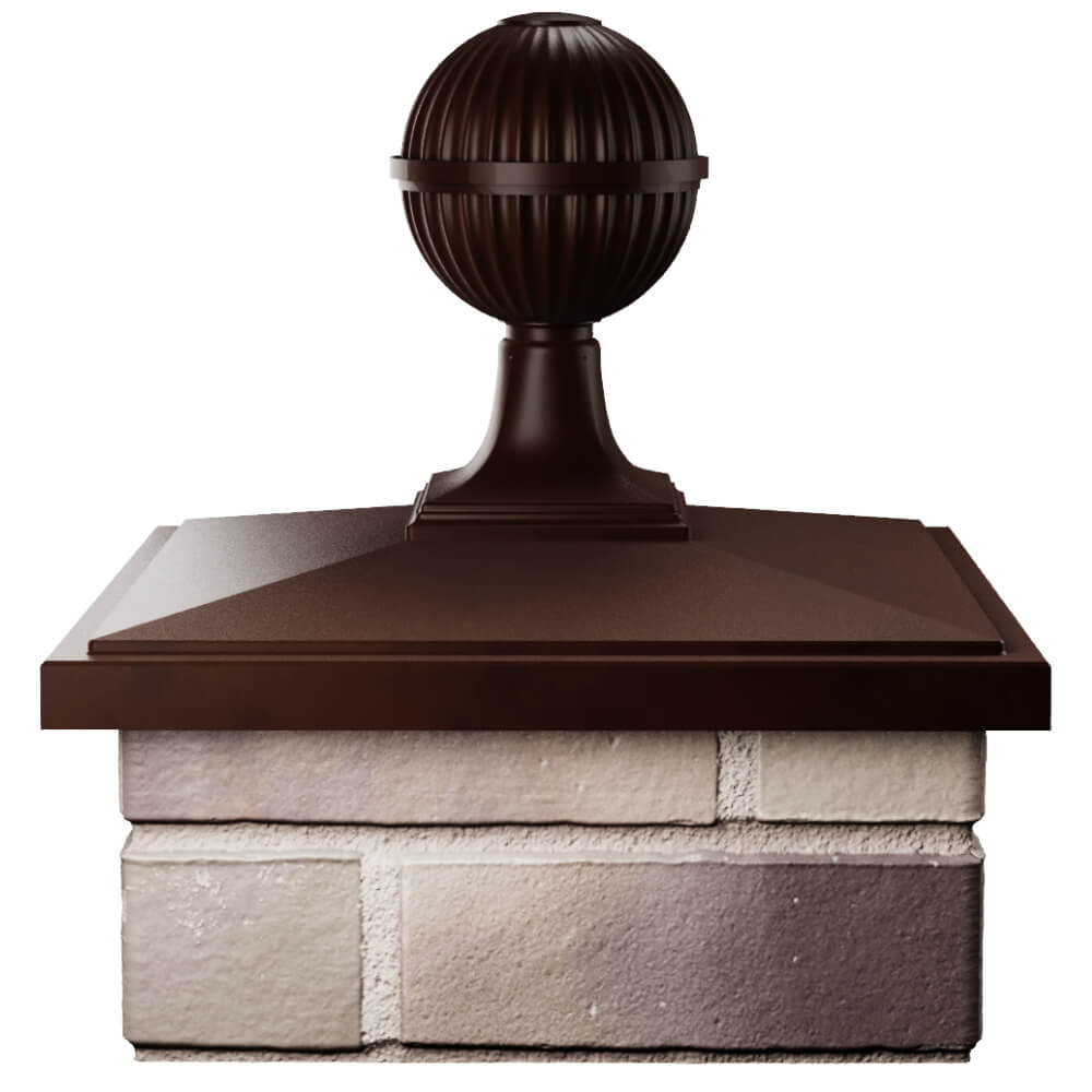 Колпак Zking БонаМоно Коричневый с шаром на столб 1.5х1.5 кирпича (385х385, 400х400мм) в сборе Уссурийск фото