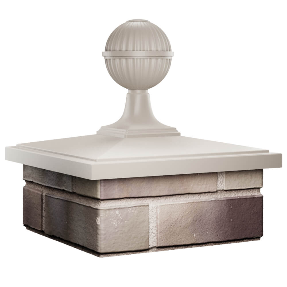 Колпак Zking БонаМоно Бежевый с шаром на столб 1.5х1.5 кирпича (385х385, 400х400мм) в сборе в Уссурийске фото