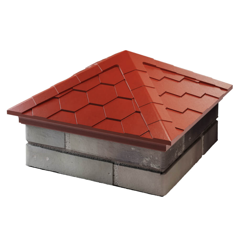 Колпак Zking Эверест Красный на столб 1.5х1.5 кирпича (390х390мм) в Уссурийске фото