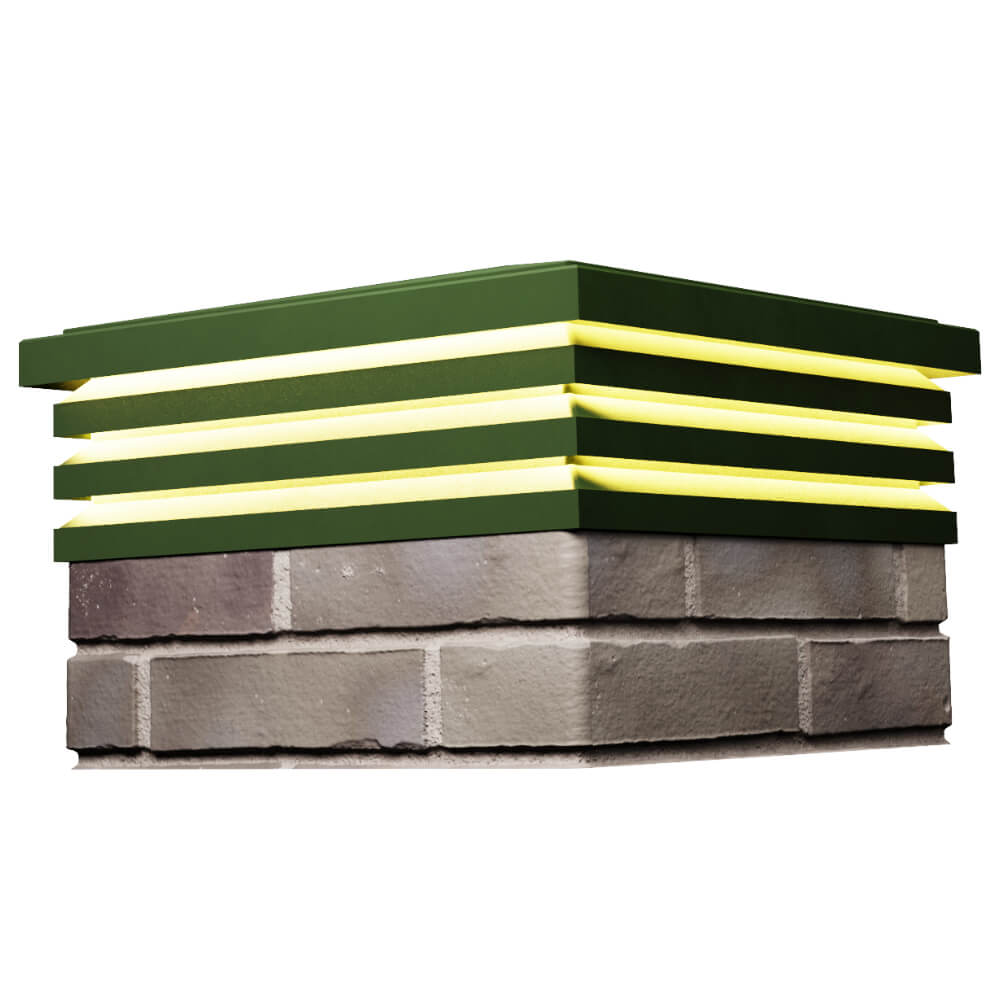 Колпак Zking Бона ХайТек Зеленый на столб 1.5х1.5 кирпича (385х385мм) с подсветкой в Уссурийске фото