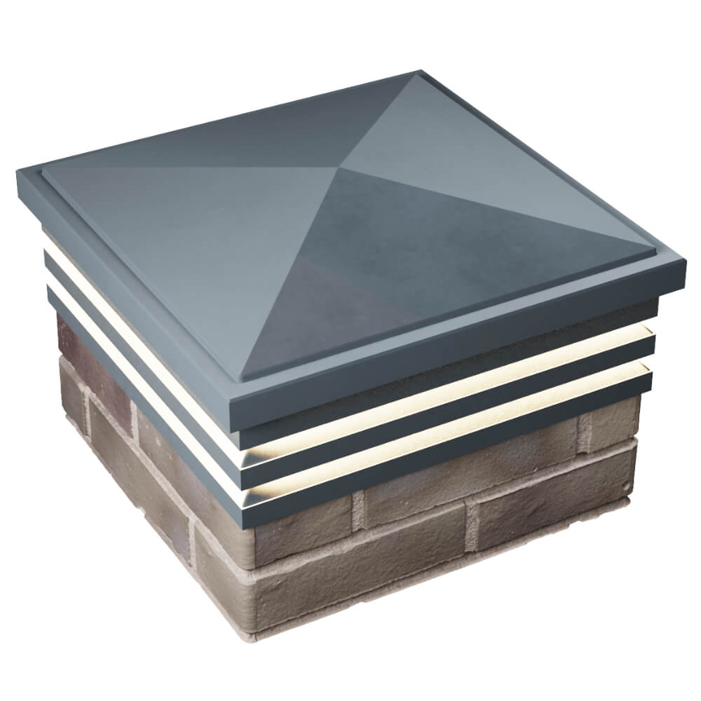 Колпак Zking Бона ХайТек Серый на столб 1.5х1.5 кирпича (385х385мм) с подсветкой в Уссурийске фото