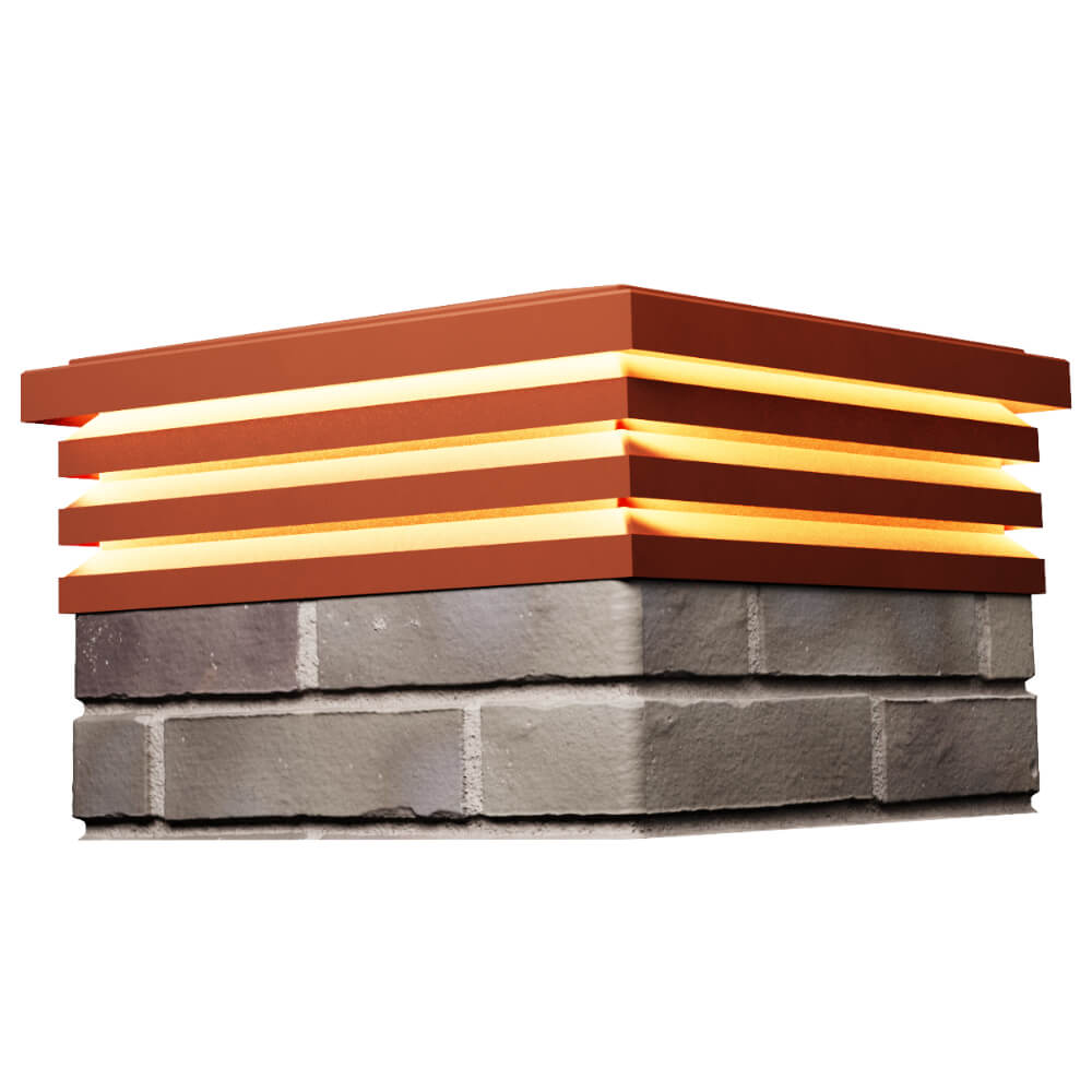 Колпак Zking Бона ХайТек Красный на столб 1.5х1.5 кирпича (385х385мм) с подсветкой в Уссурийске фото