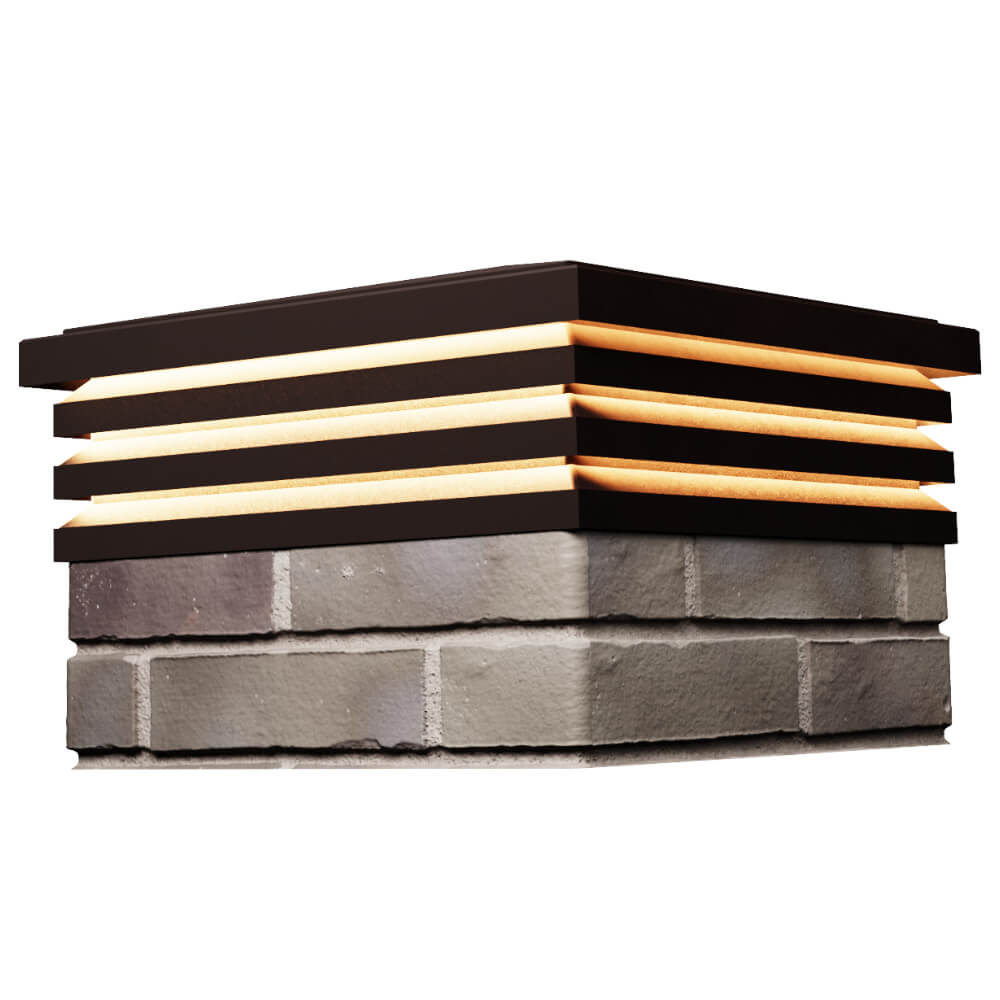 Колпак Zking Бона ХайТек Коричневый на столб 1.5х1.5 кирпича (385х385мм) с подсветкой в Уссурийске фото