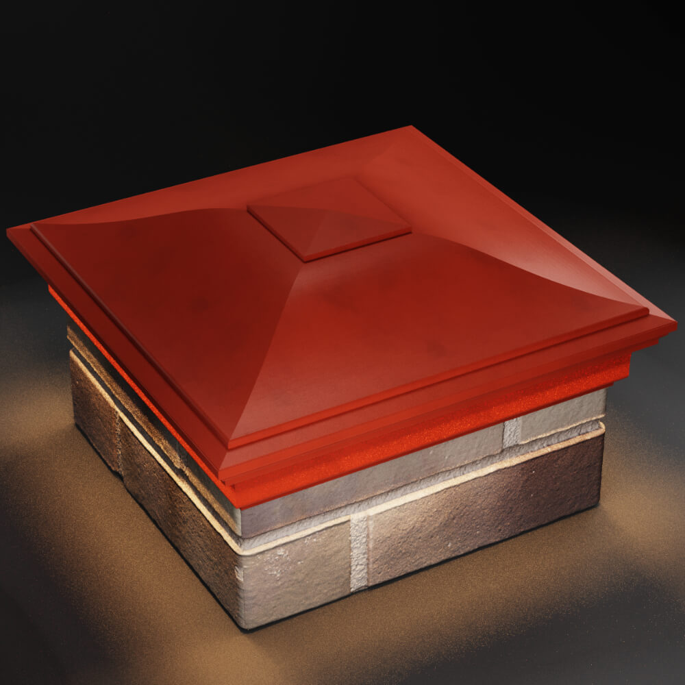 Колпак Zking Монблан Красный на столб 1.5х1.5 кирпича (385х385мм) с подсветкой в Уссурийске фото