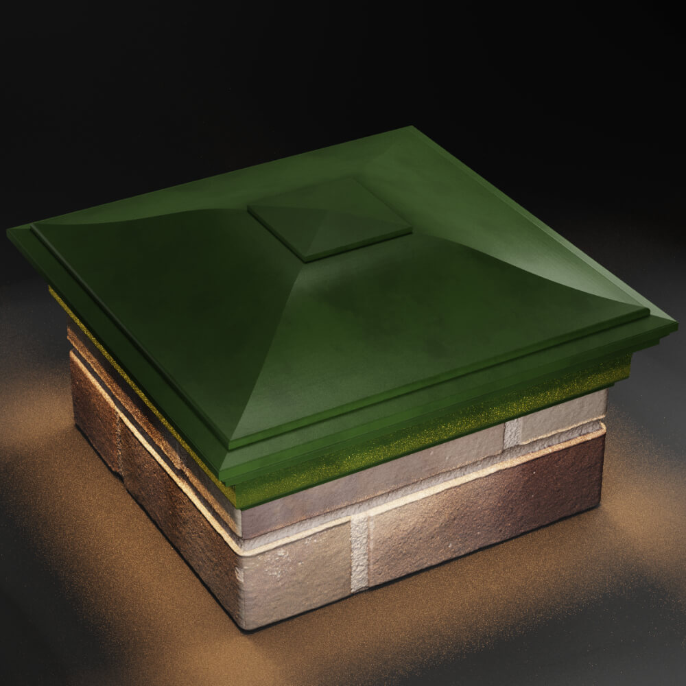 Колпак Zking Монблан Зеленый на столб 1.5х1.5 кирпича (385х385мм) с подсветкой в Уссурийске фото