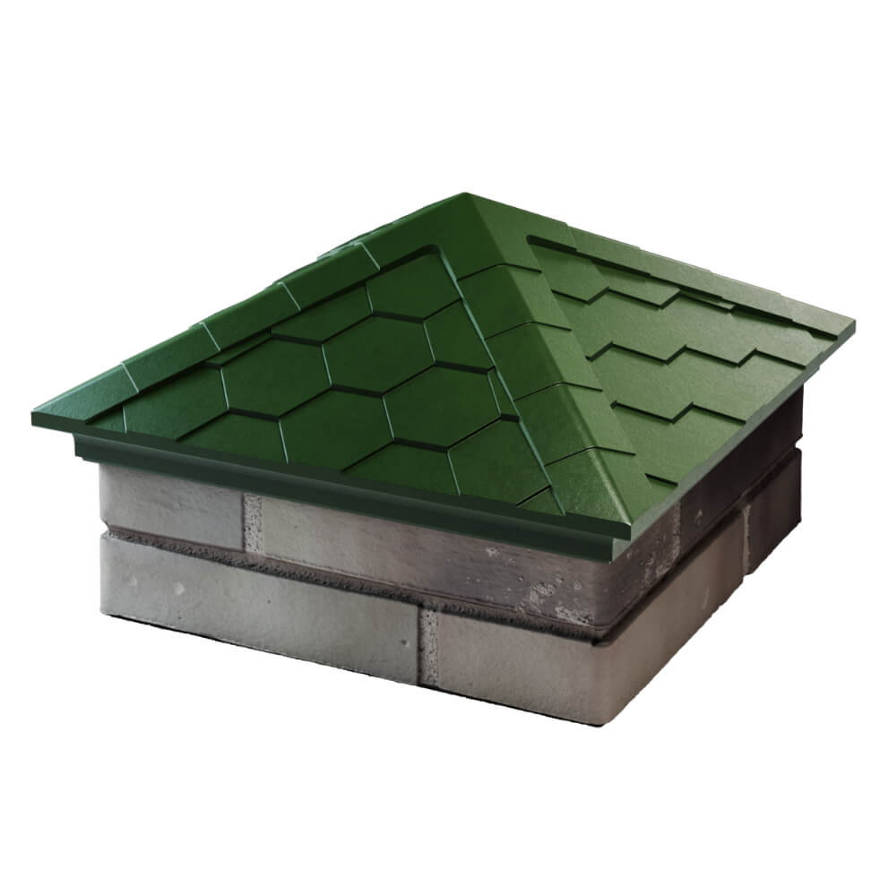 Колпак Zking Эверест Зеленый на столб 1.5х1.5 кирпича (390х390мм) в Уссурийске фото