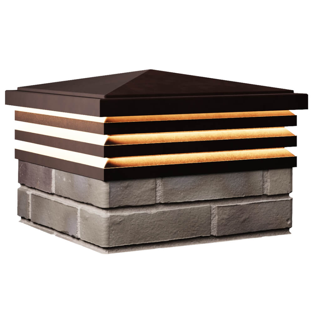 Колпак Zking Бона ХайТек Коричневый на столб 1.5х1.5 кирпича (385х385мм) с подсветкой в Уссурийске фото