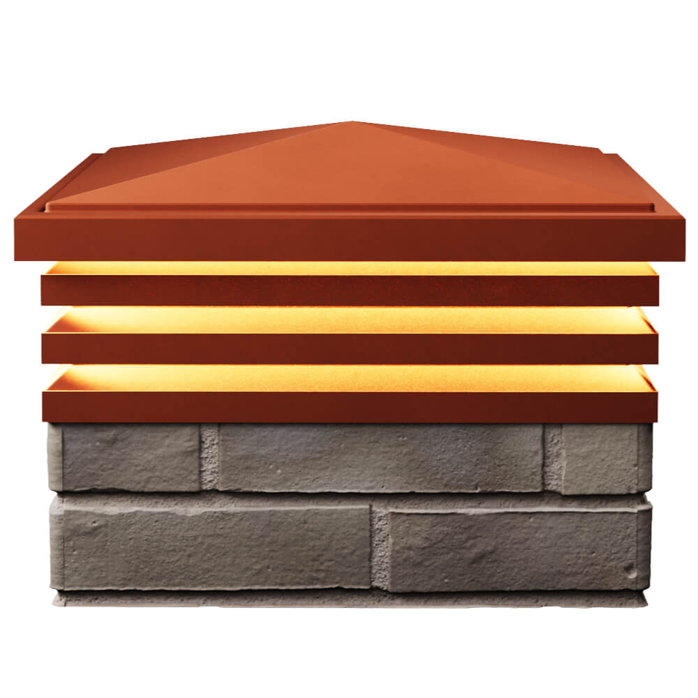 Колпак Zking Бона ХайТек Красный на столб 1.5х1.5 кирпича (385х385мм) с подсветкой в Уссурийске фото