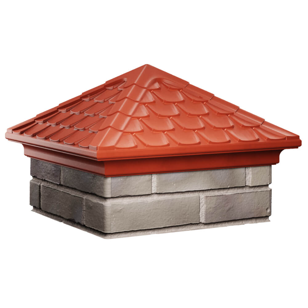 Колпак Zking Эльбрус Красный на столб 1.5х1.5 кирпича (385х385мм) в Уссурийске фото