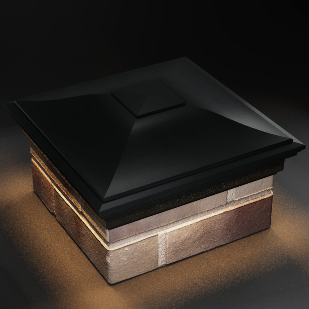 Колпак Zking Монблан Черный на столб 1.5х1.5 кирпича (385х385мм) с подсветкой в Уссурийске фото