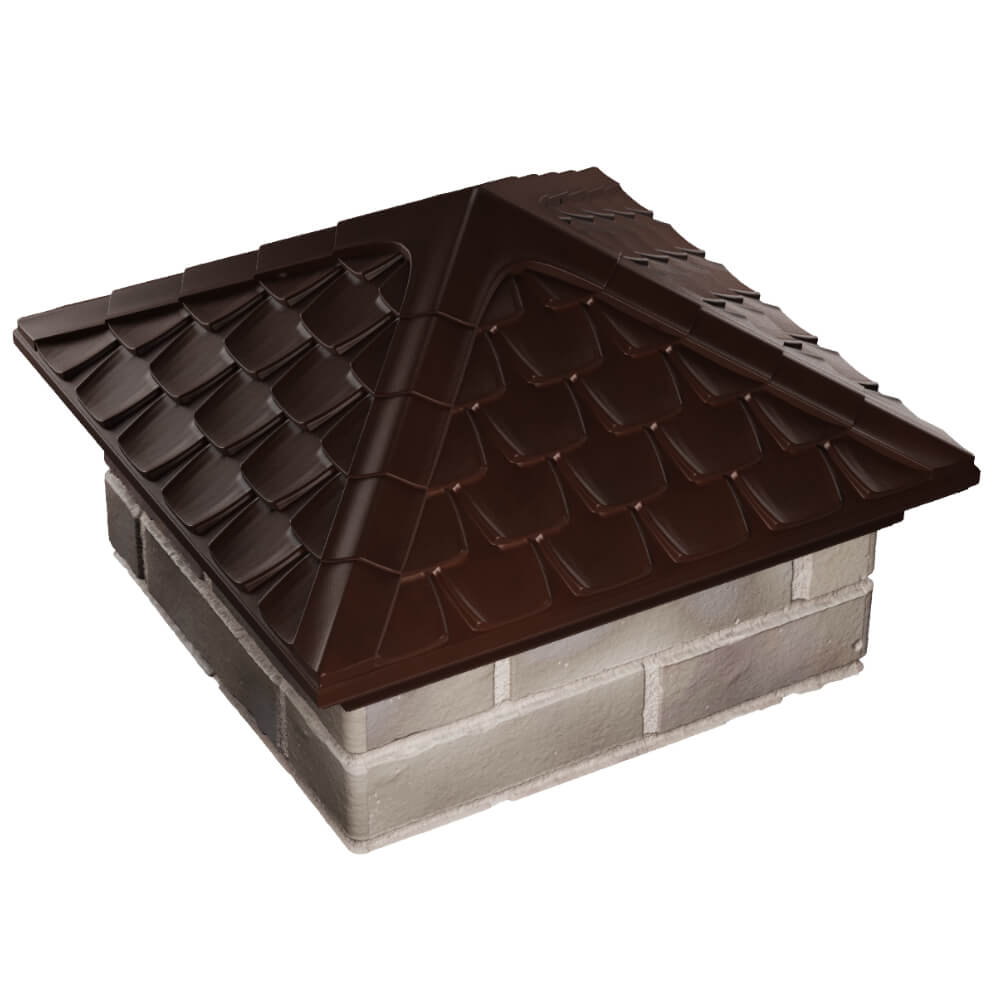 Колпак Zking Эльбрус Коричневый на столб 1.5х1.5 кирпича (385х385мм) в Уссурийске фото