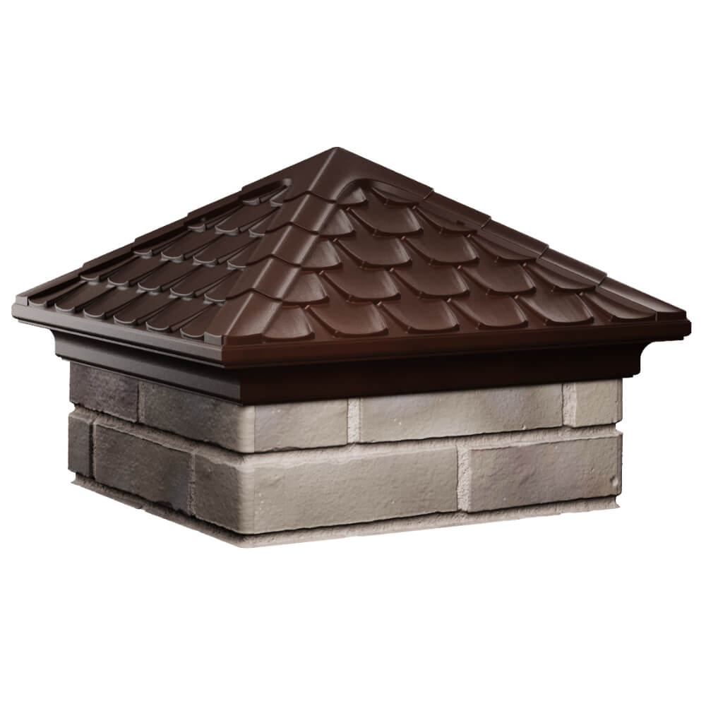 Колпак Zking Эльбрус Коричневый на столб 1.5х1.5 кирпича (385х385мм) в Уссурийске фото